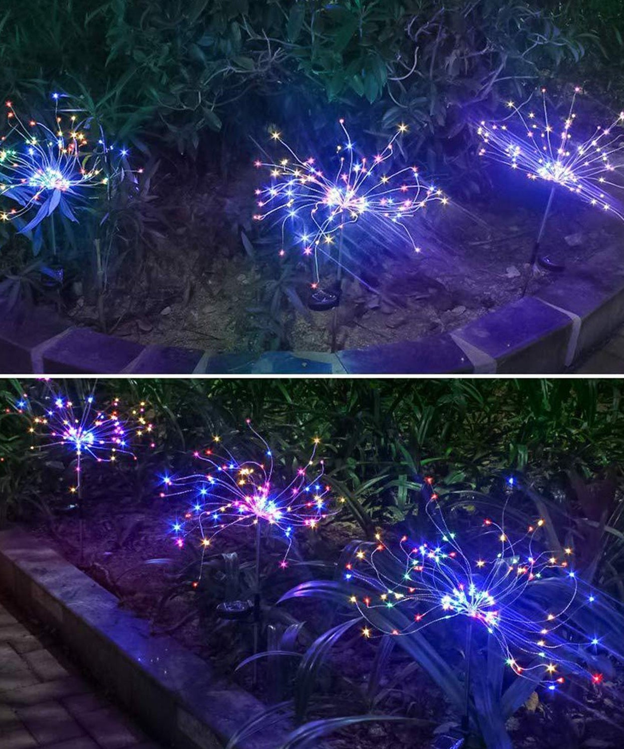 Colorful Multi Led Outdoor Solar Garden Lights (2 Pcs Set)