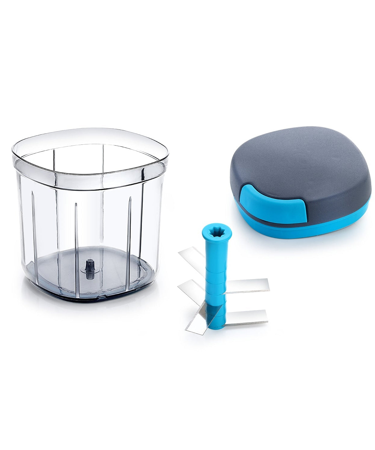 Ganesh Master Chopper with 5 stainless steel blades, XL large jumbo chopper, various angles.