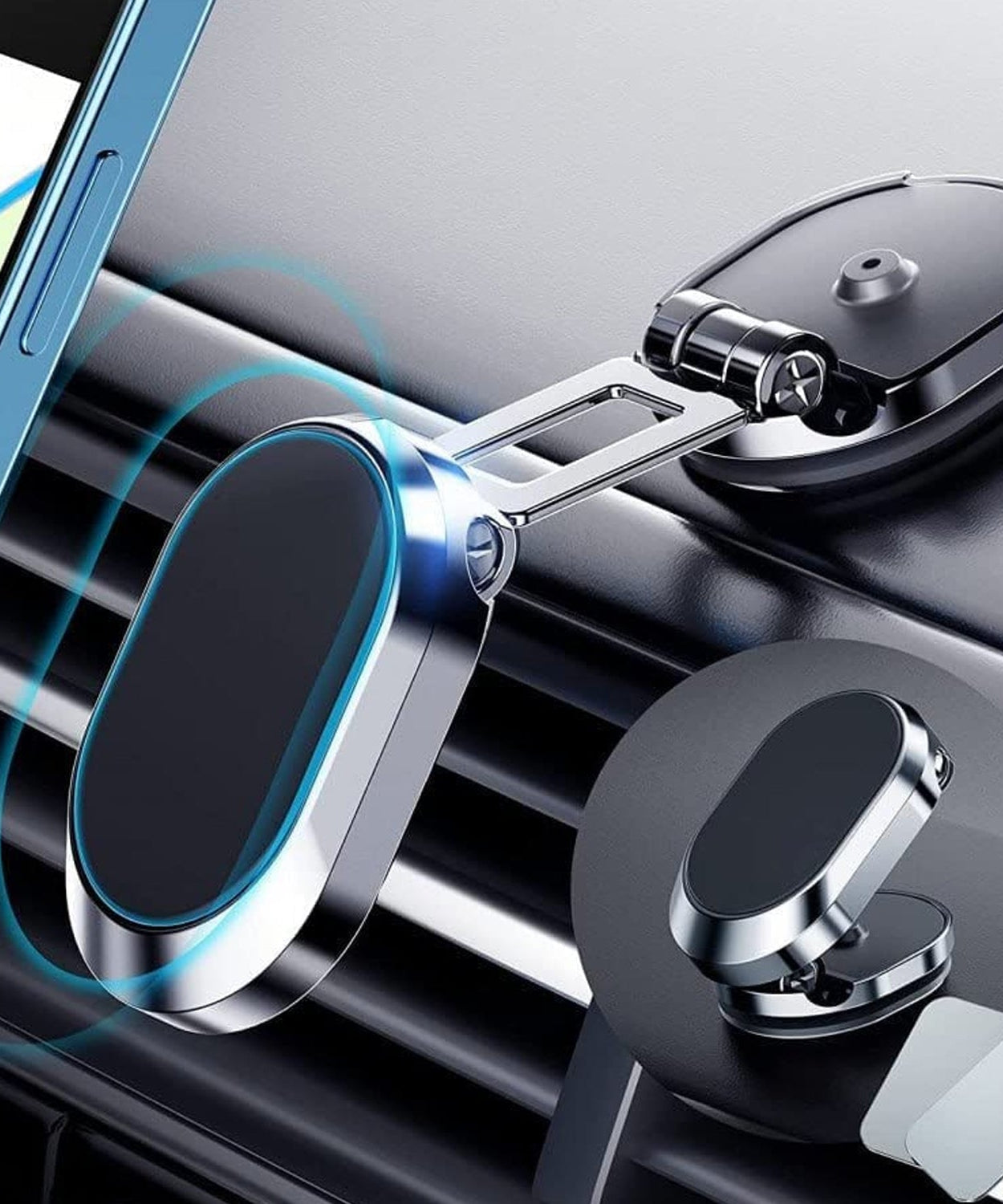 Alloy magnetic car phone holder.