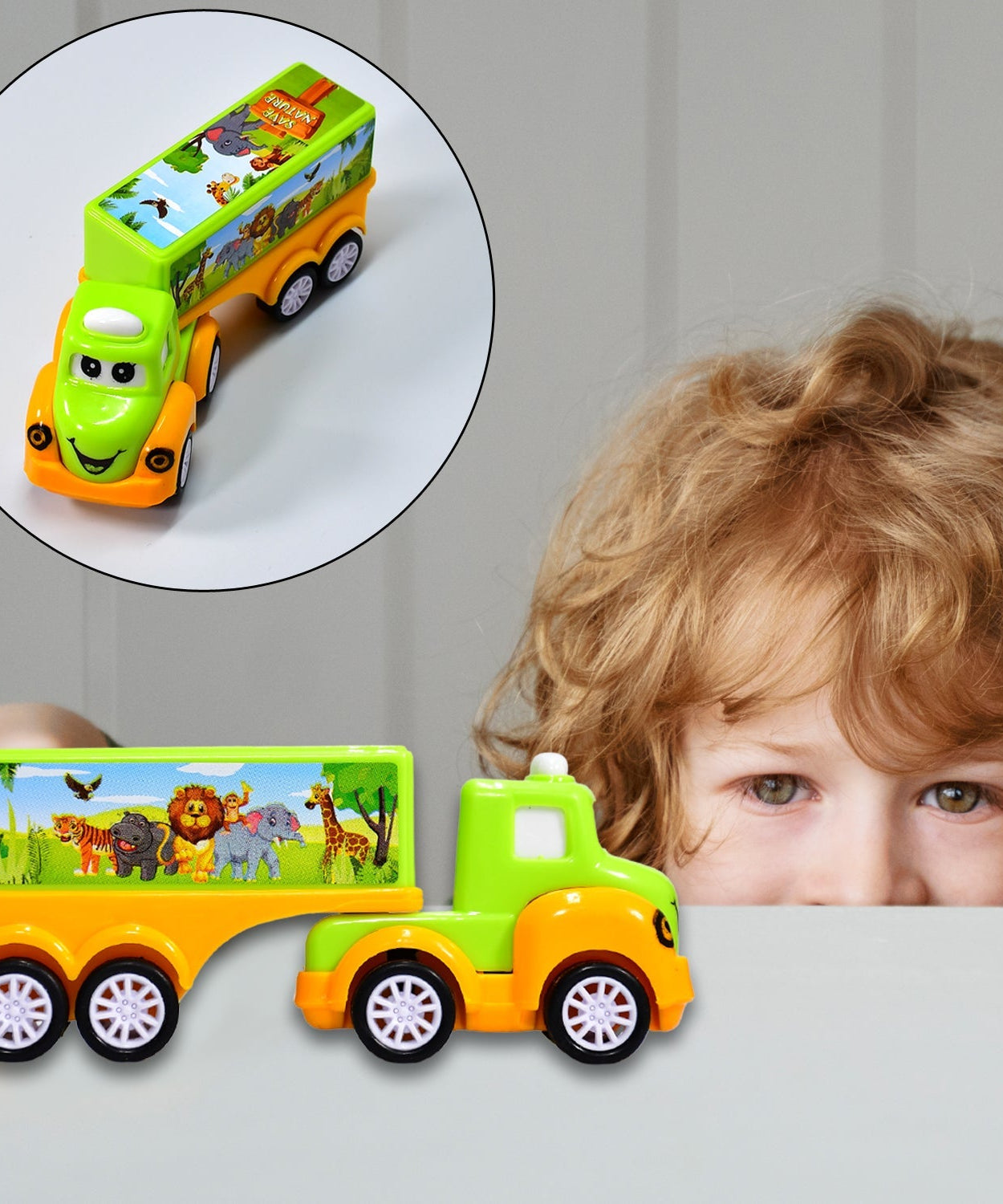 Green and yellow small truck toy for kids