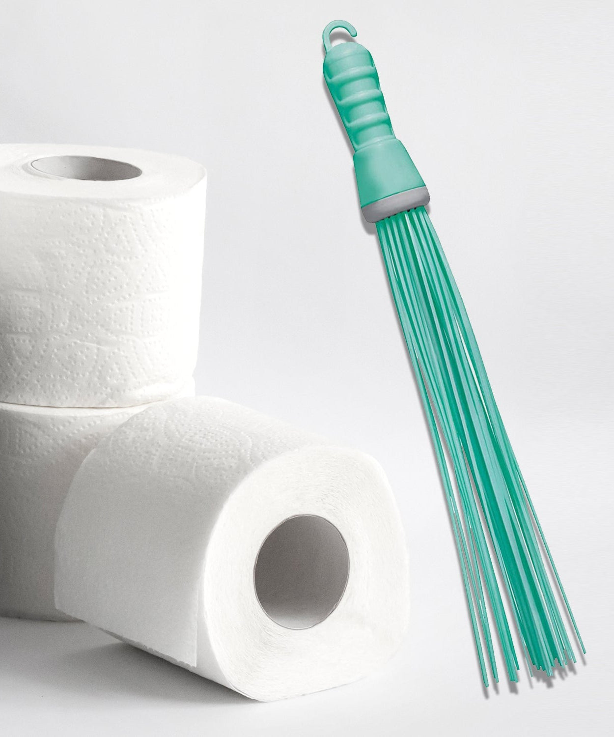 Hard bristle broom for bathroom cleaning, plastic handle