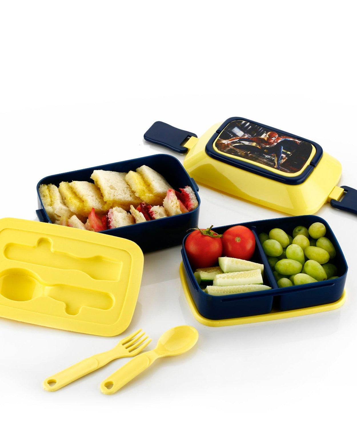 5621 Double Layer Lunch Box Stylish Lid Lunch Box With Fork & Spoon Lunch Box For Children School Lunch Box 