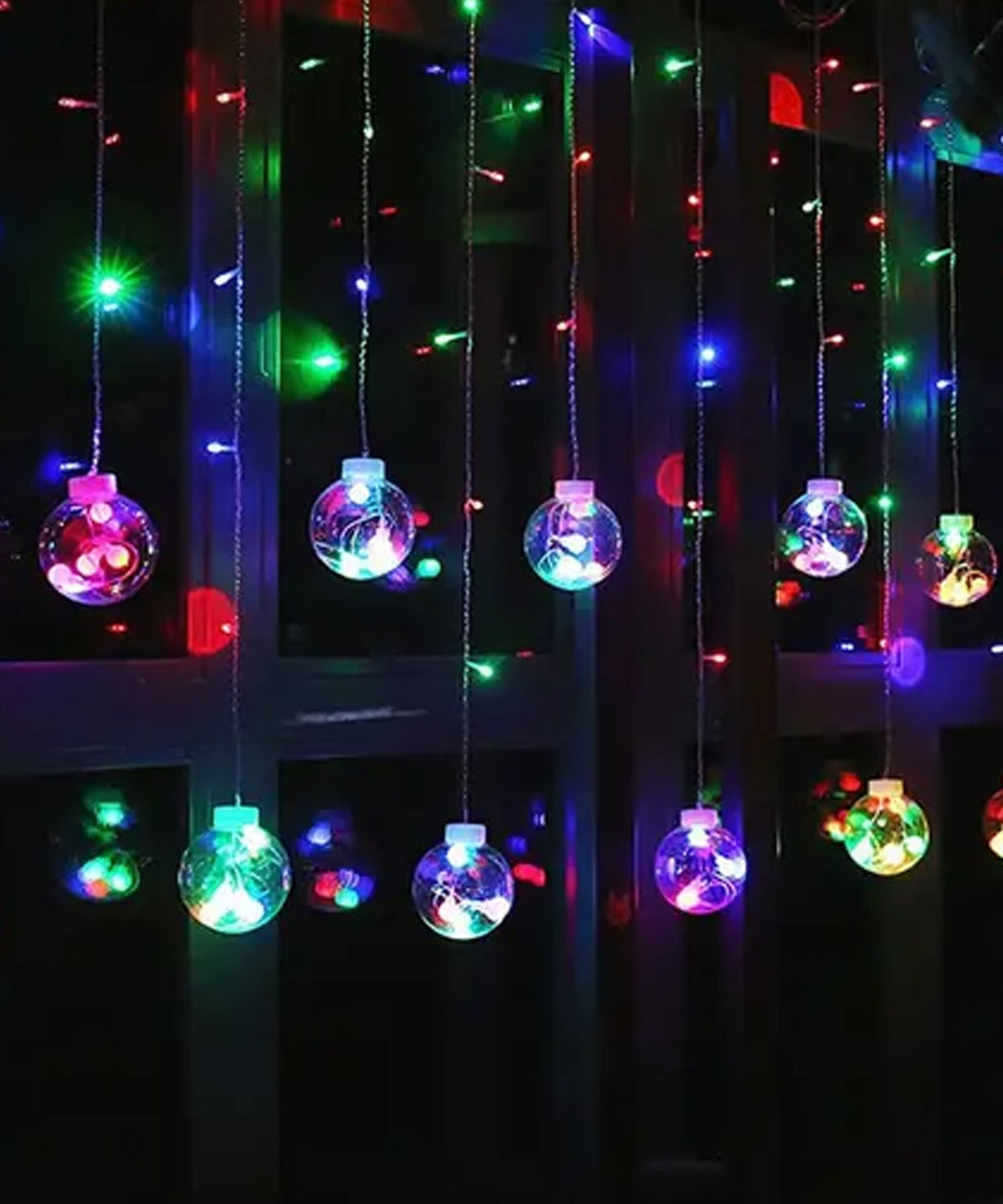 12  Wish Balls Window Curtain String Lights with 8 Flashing Modes Decoration for Home Decoration, Diwali & Wedding LED Christmas Light Indoor and Outdoor Light ,Festival Decoration (Plastic, Multi Color)