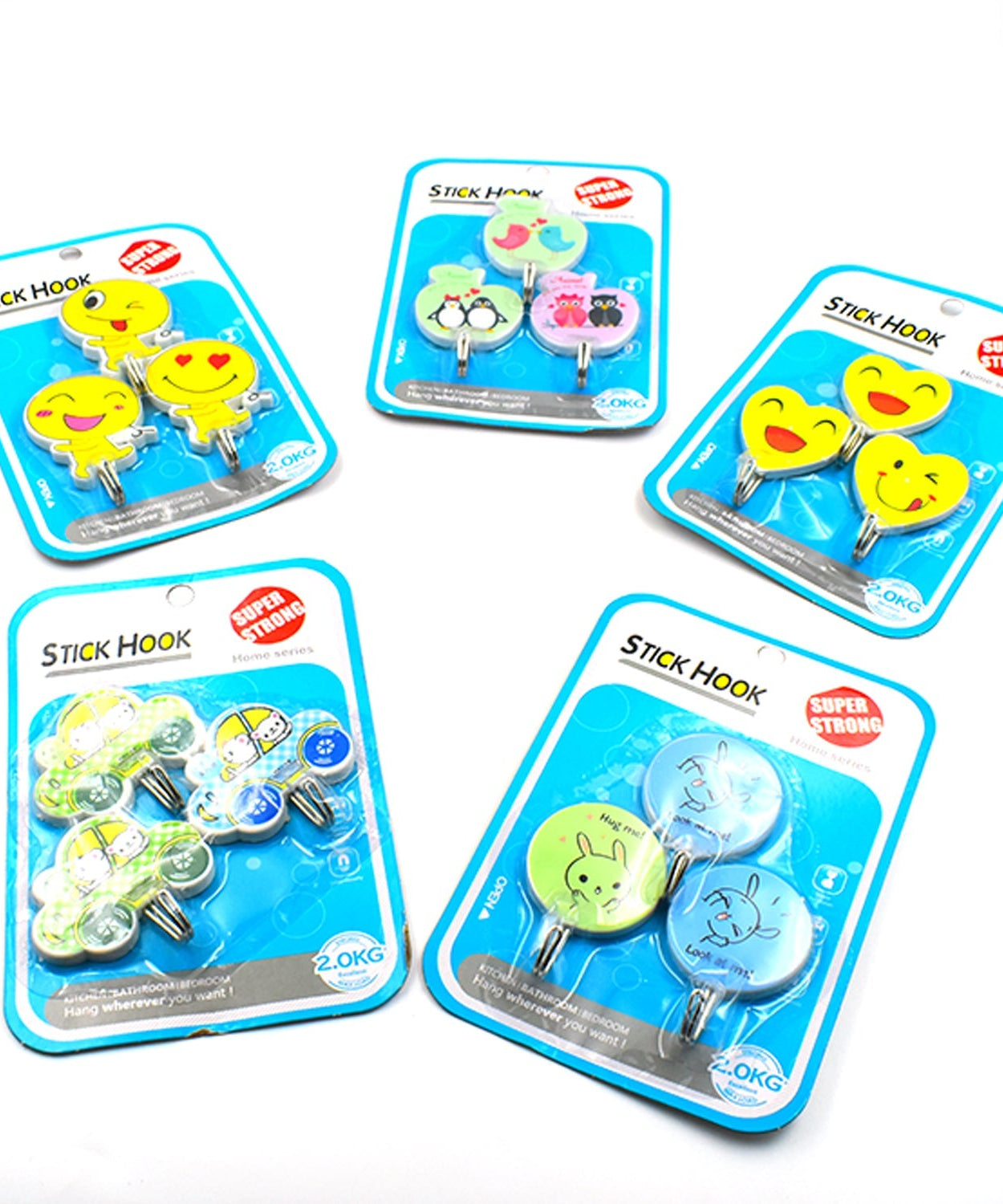 Plastic self-adhesive hooks for kitchen organization