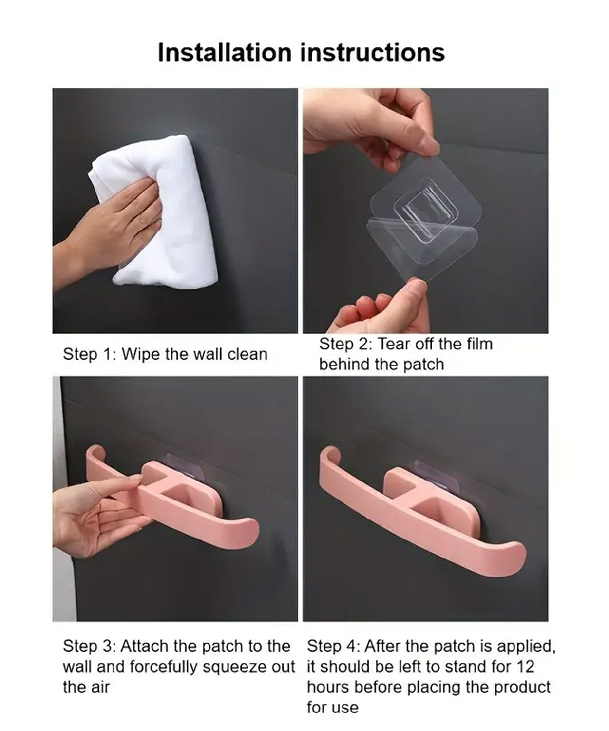 Bathroom Towel Slipper Hanging Rack Self Adhesive Wall Mounted (1 Pc)