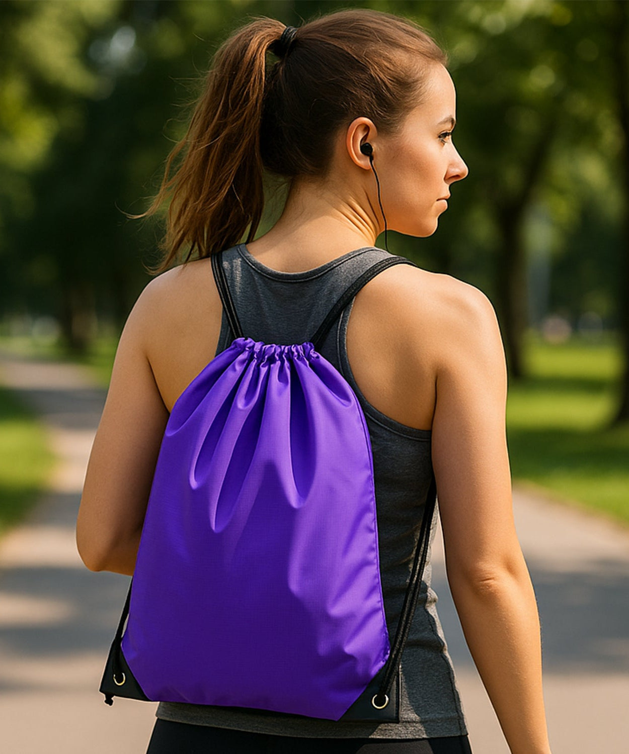 Water-Resistant Nylon Drawstring Backpack Bag (1 Pc / Mix Color & Design)