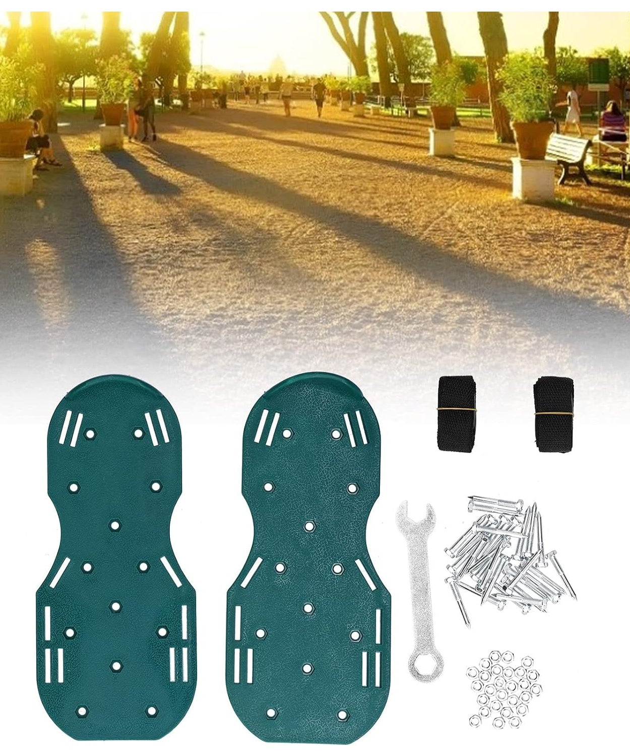 Lawn Aerator Sandals, Garden Grass Aerator Spiked Sandals Green Studded Shoes for Yard Patio Garden Excavation