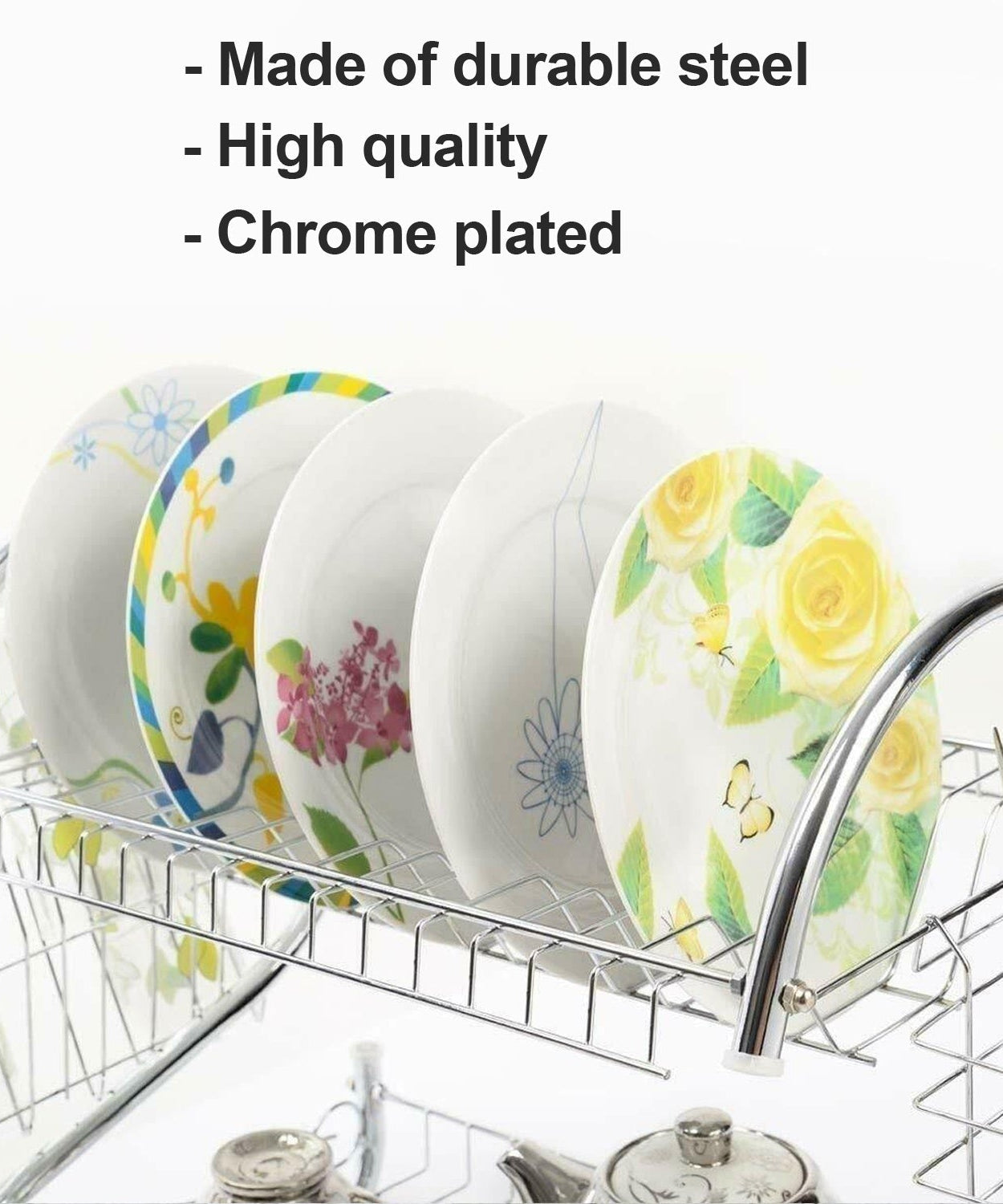 2-layer stainless steel dish rack for kitchen organization