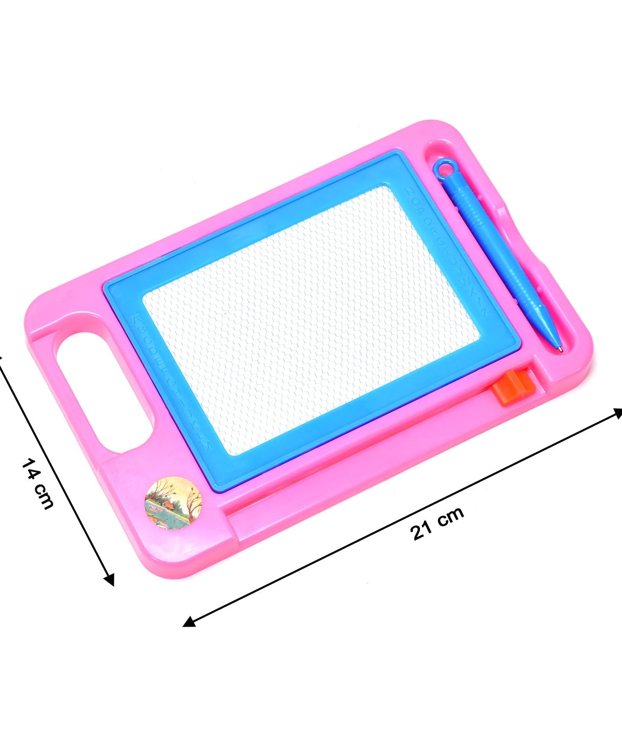 Magnetic slate with pen, for writing and drawing