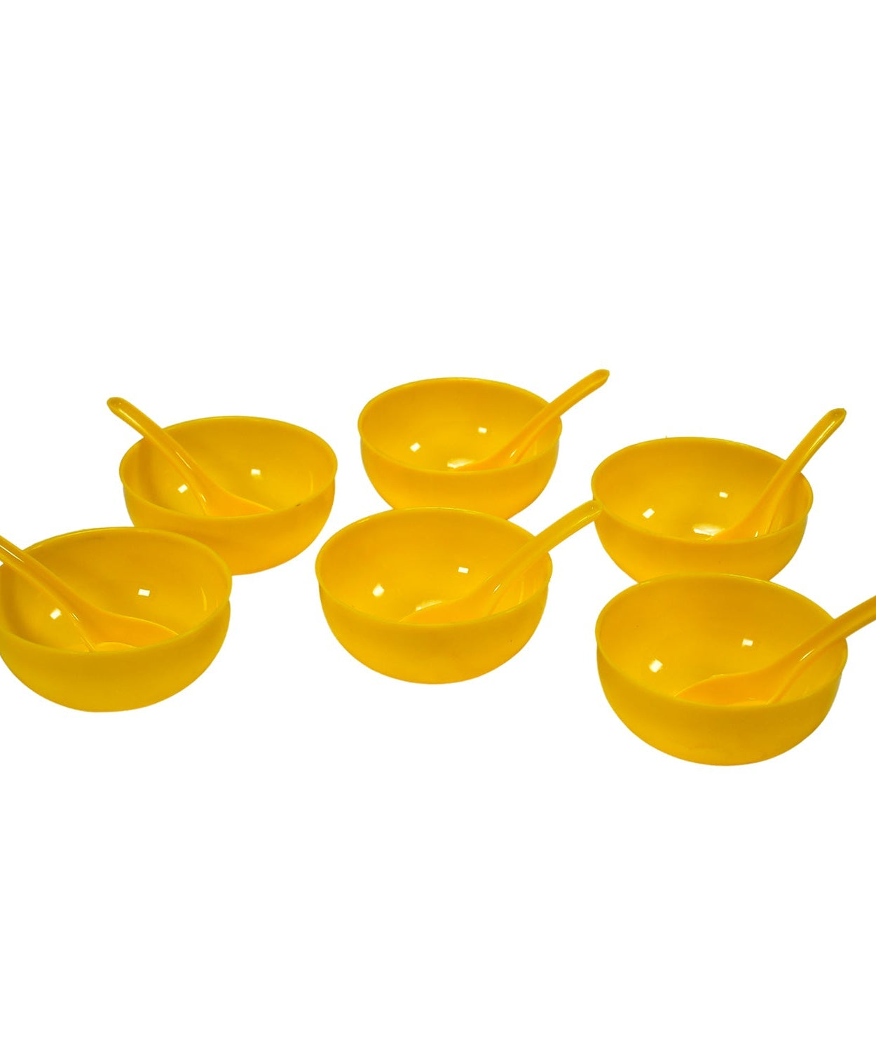 Plastic soup bowl set with spoons, 6-piece set