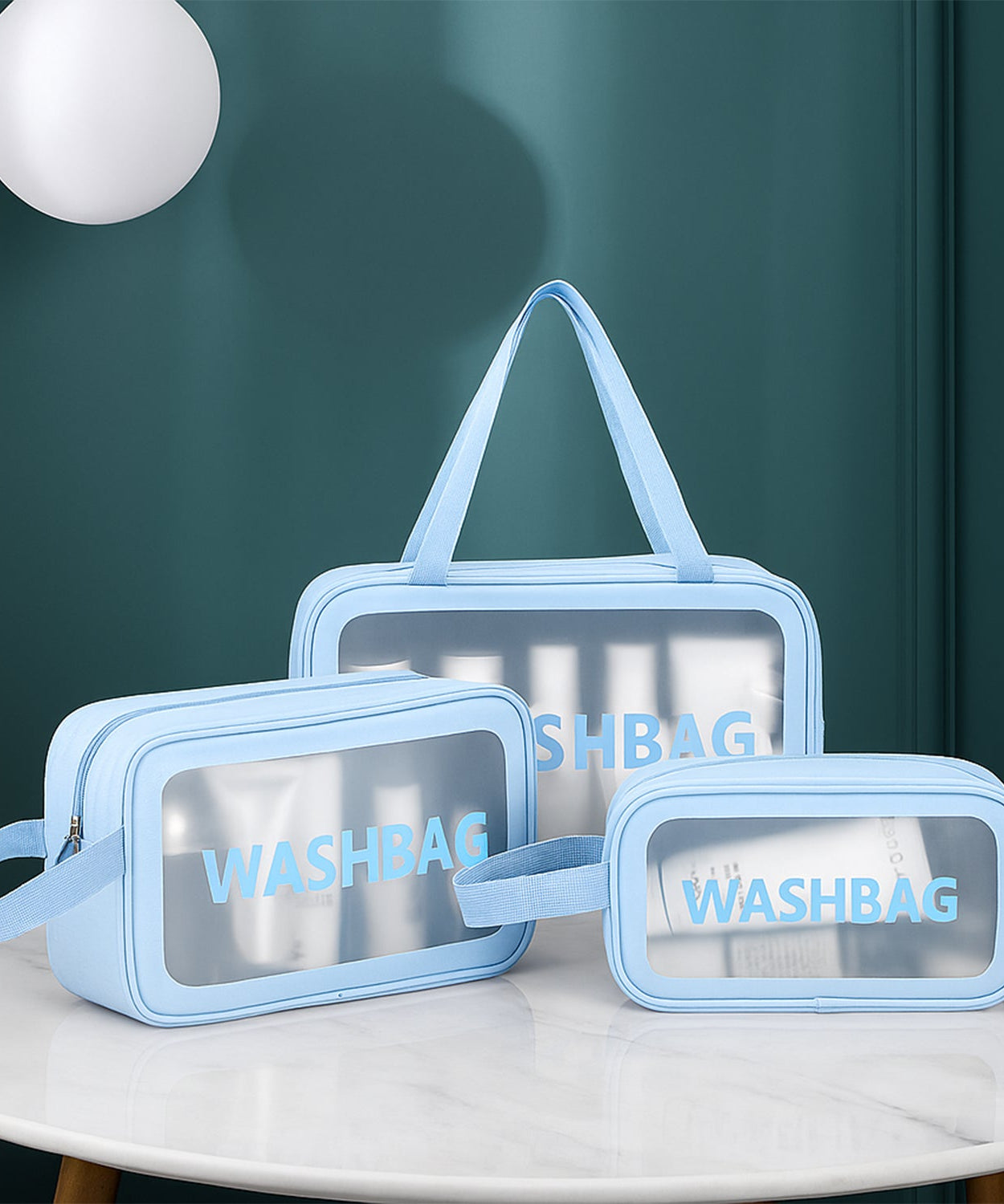 3-IN-1 Waterproof Transparent Travel Toiletry Bag Set