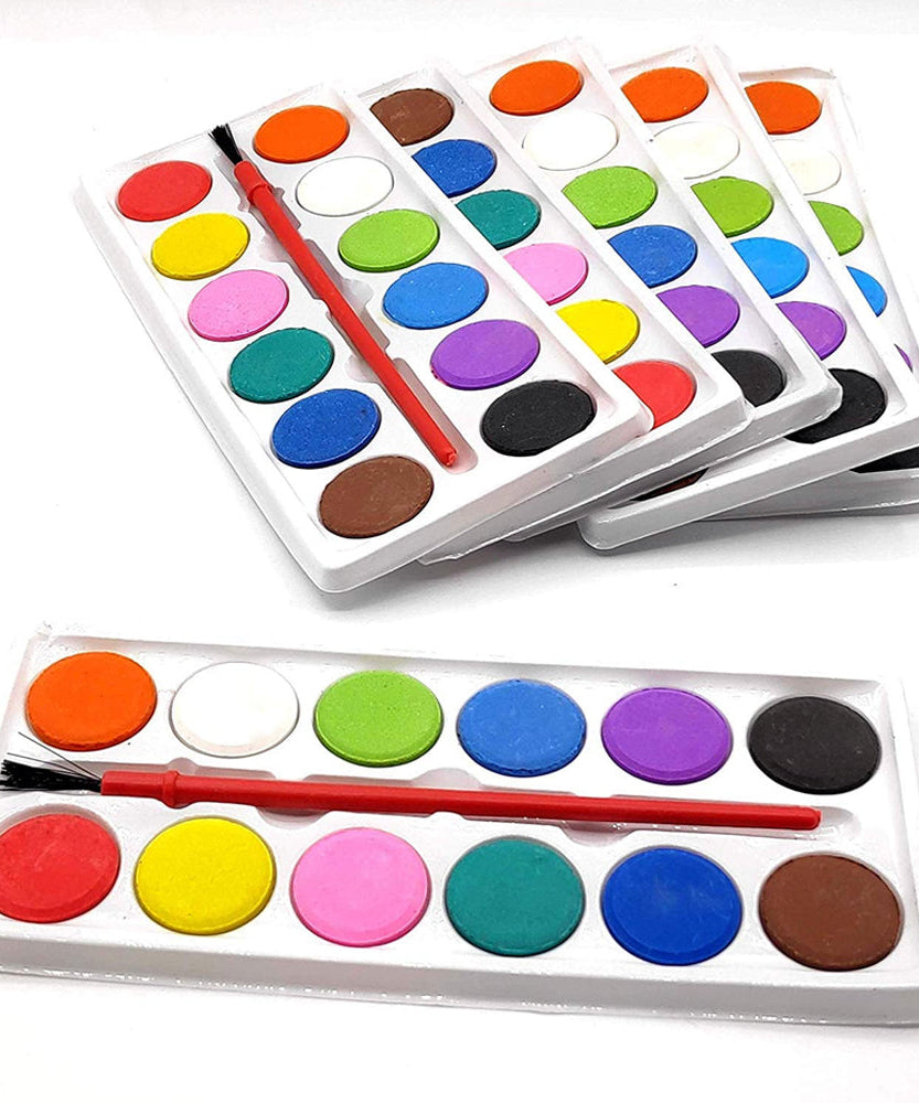 12-color watercolor kit with paint brush.
