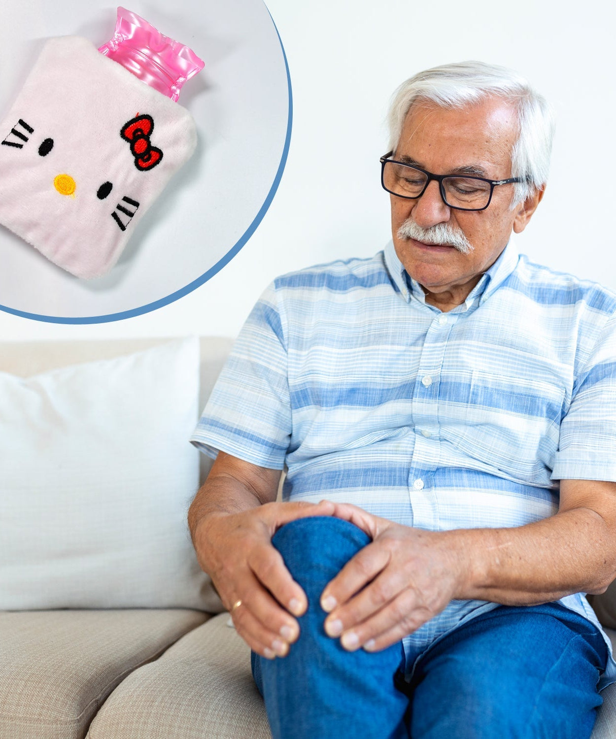 White Hello Kitty hot water bag for pain relief