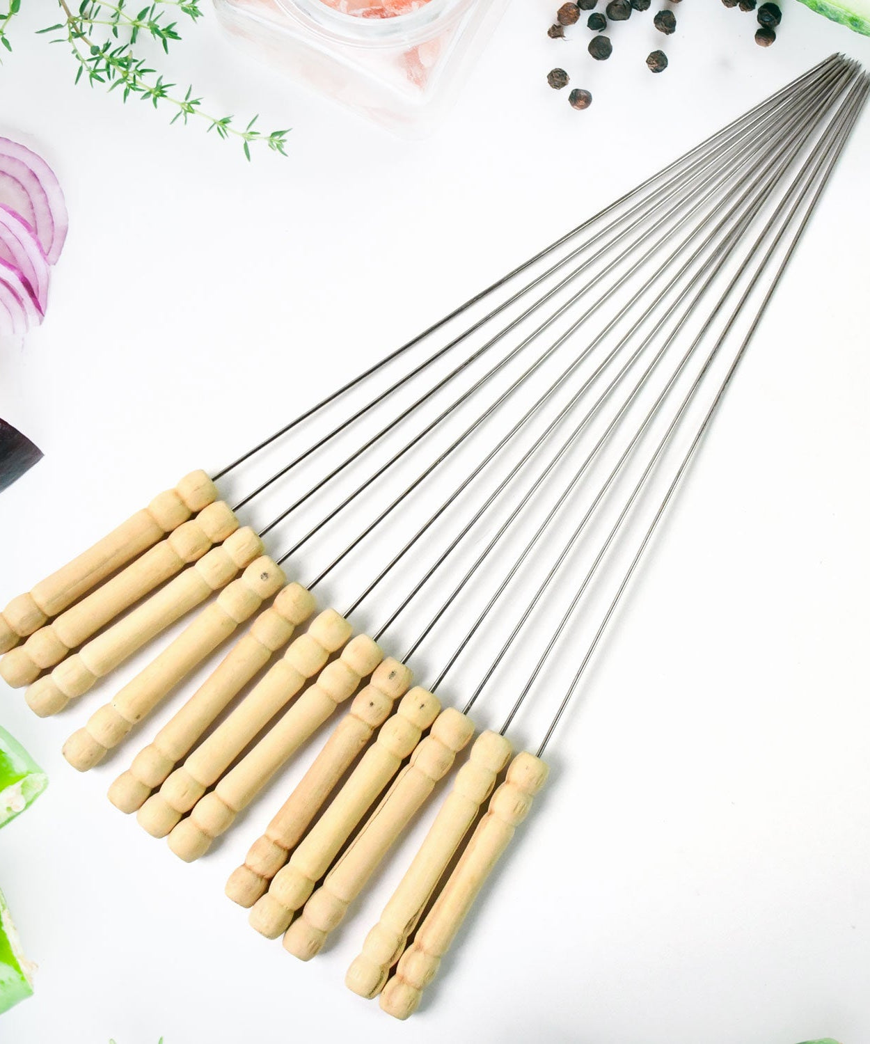 BBQ Tandoor Skewers Grill Sticks for Barbecue (Pack of 12)