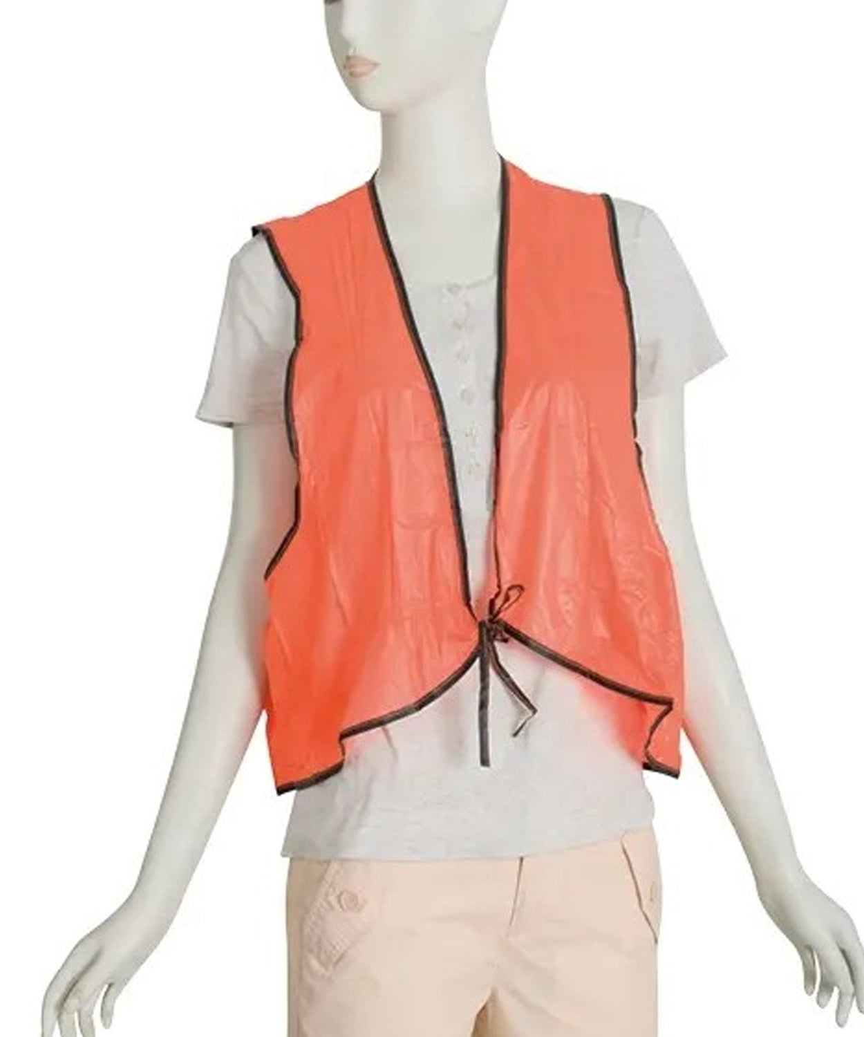 Economy PVC Safety Vest – Soft Vinyl, Tie Closure, High Visibility