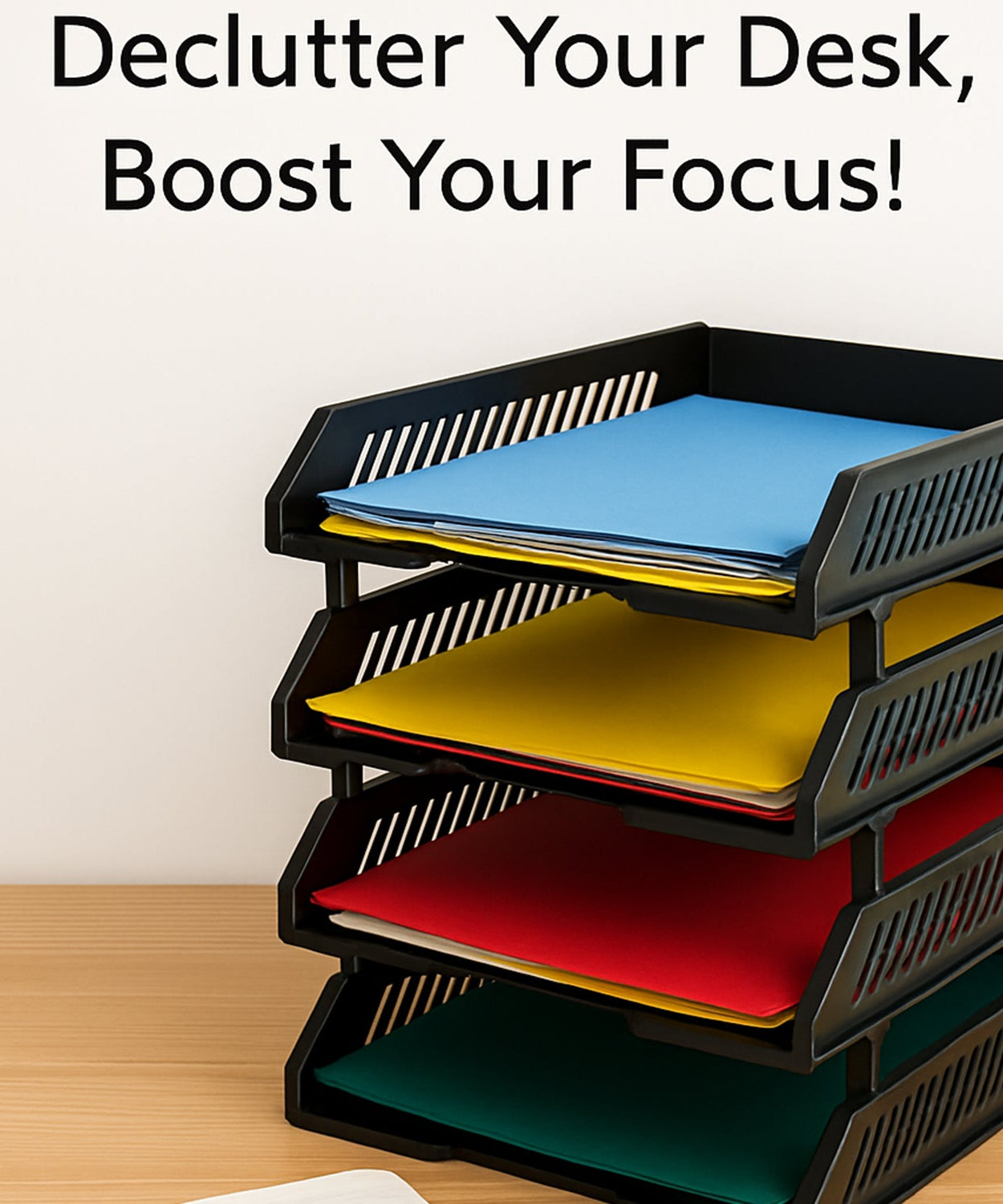 4-Layer Multifunctional File Rack with Drawers for Office Desk