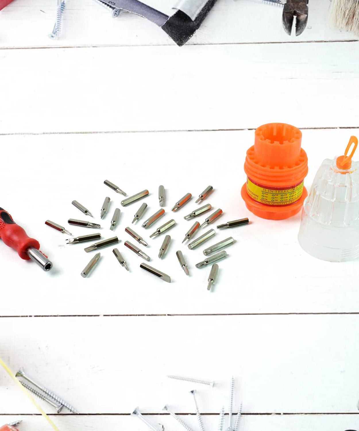 (SET OF 4PC) SCREWDRIVER SET, STEEL 31 IN 1 WITH 30 SCREWDRIVER BITS, PROFESSIONAL MAGNETIC DRIVER SET, B Grade