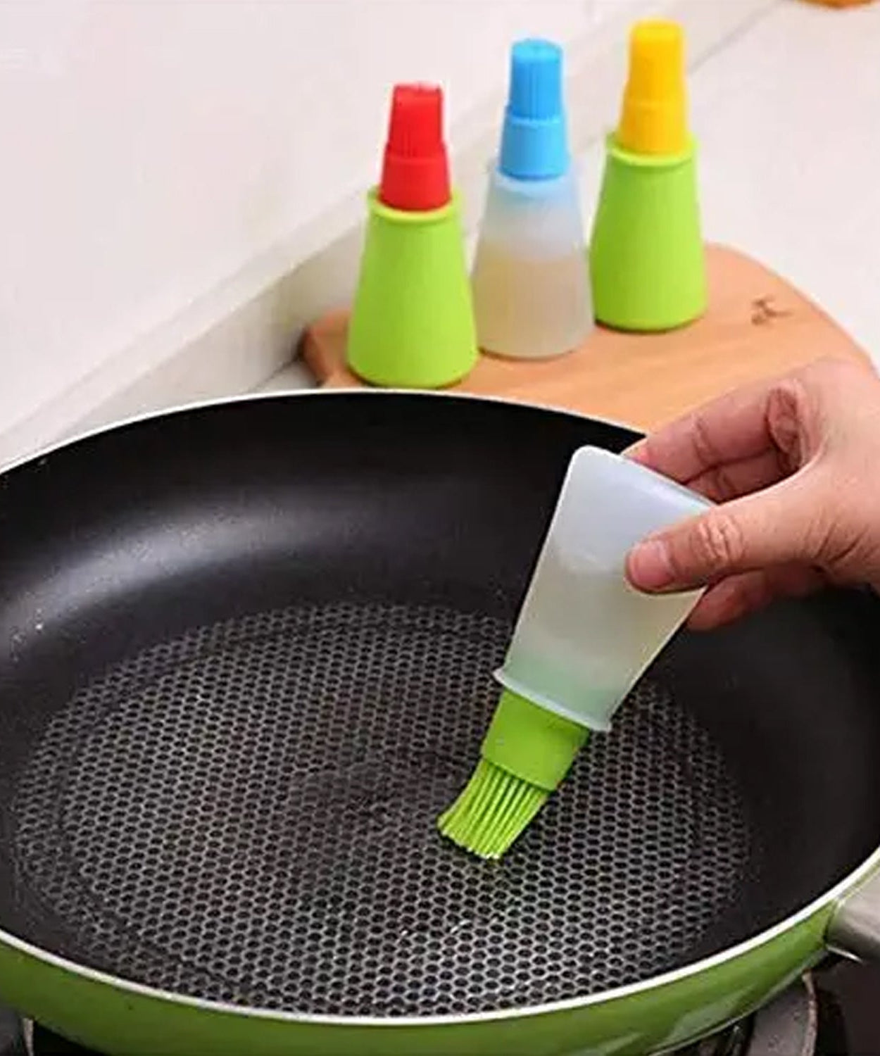 Kitchen oil bottle and brush