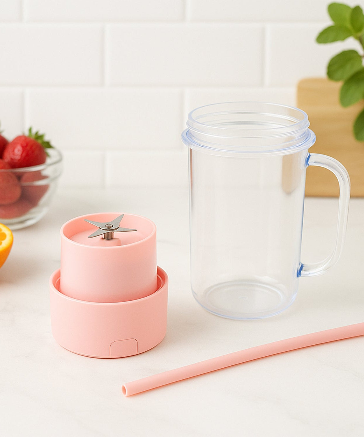 Portable Crusher Juicer With Handle & Straw, USB Rechargeable Multi Blades (420 ML)