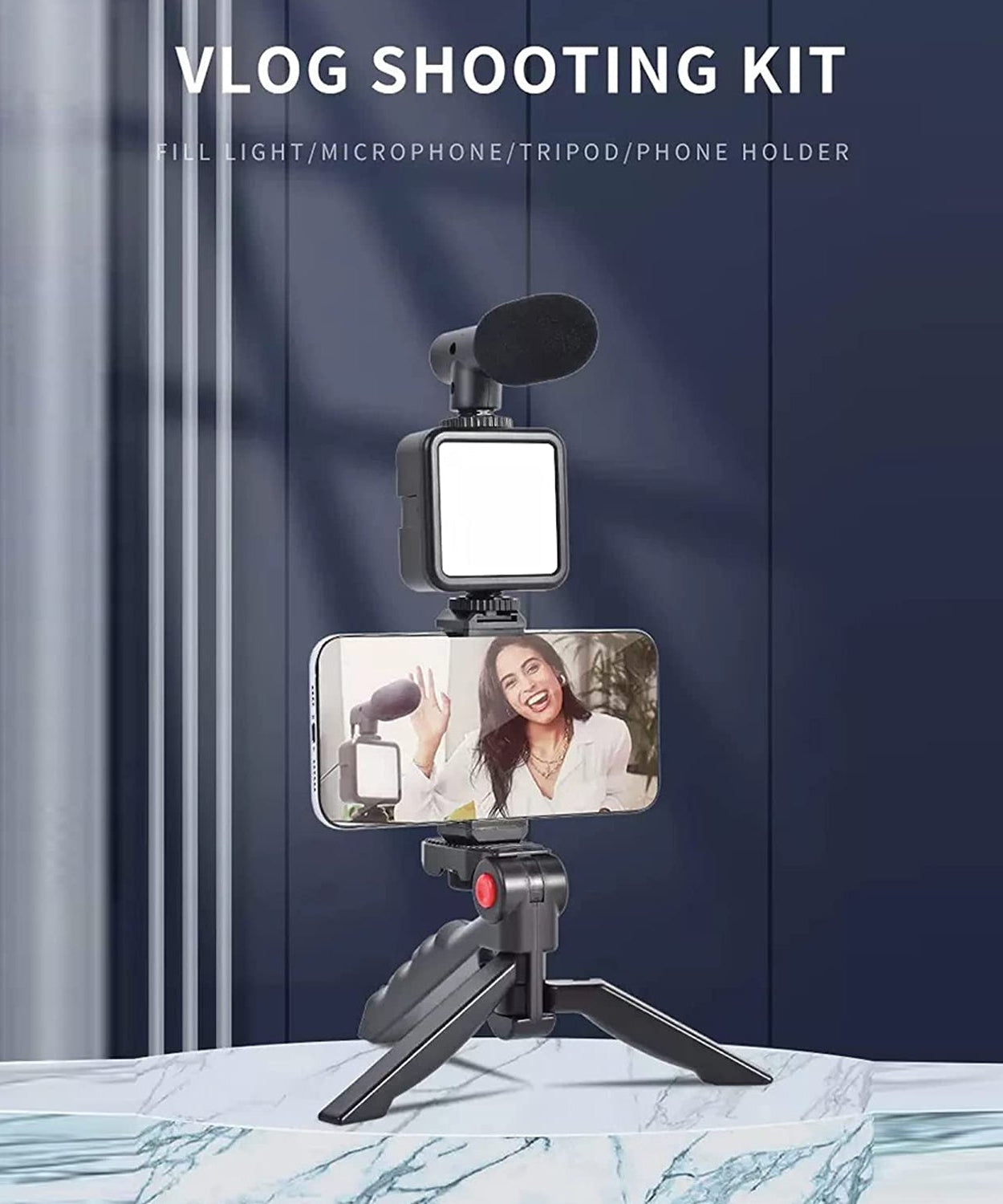 Complete vlogging kit with mic and light