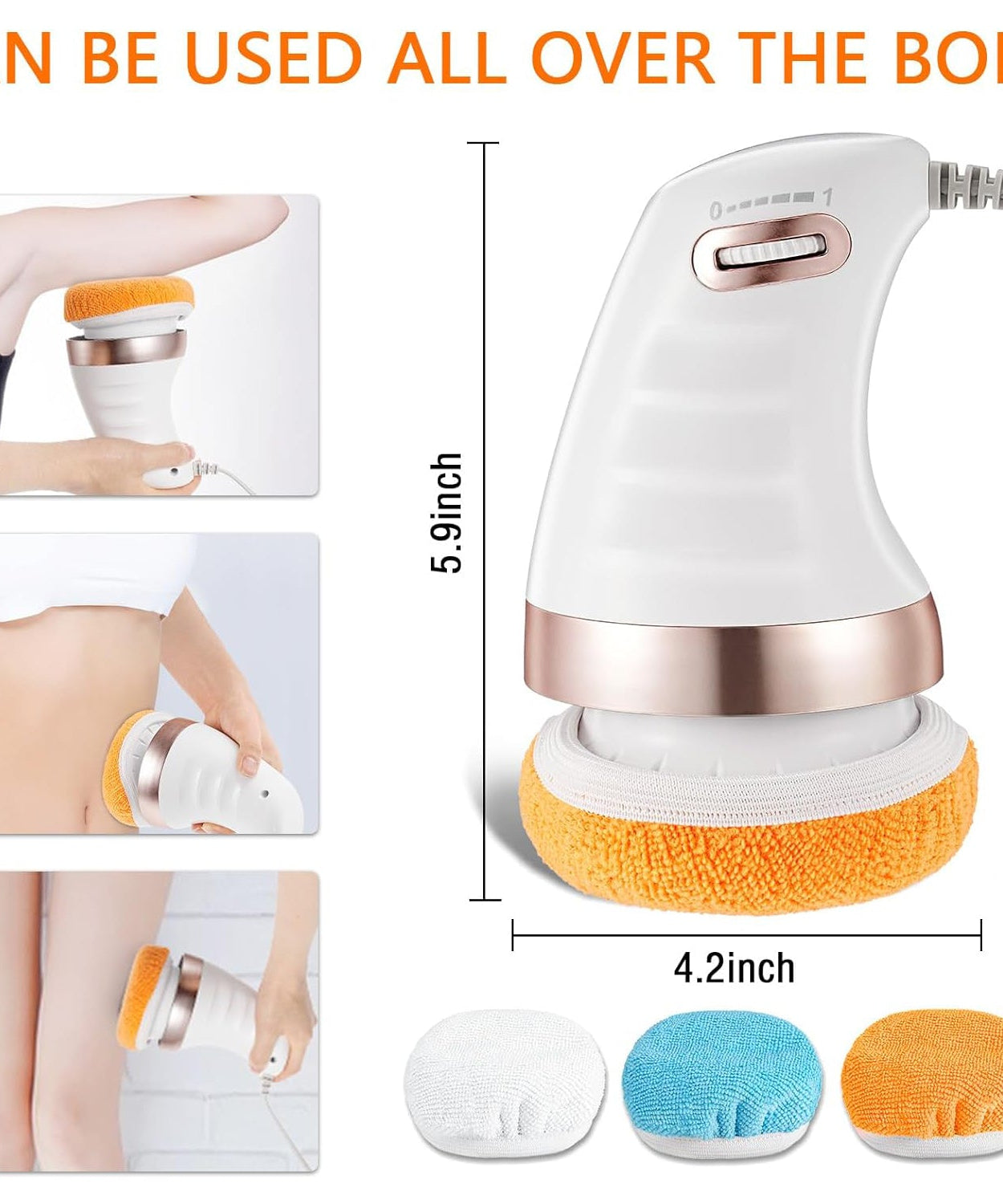 Body Sculpting Massager with 3 Pads, Adjustable Speed, Handheld Electric Massager for Full Body (1 Pc)