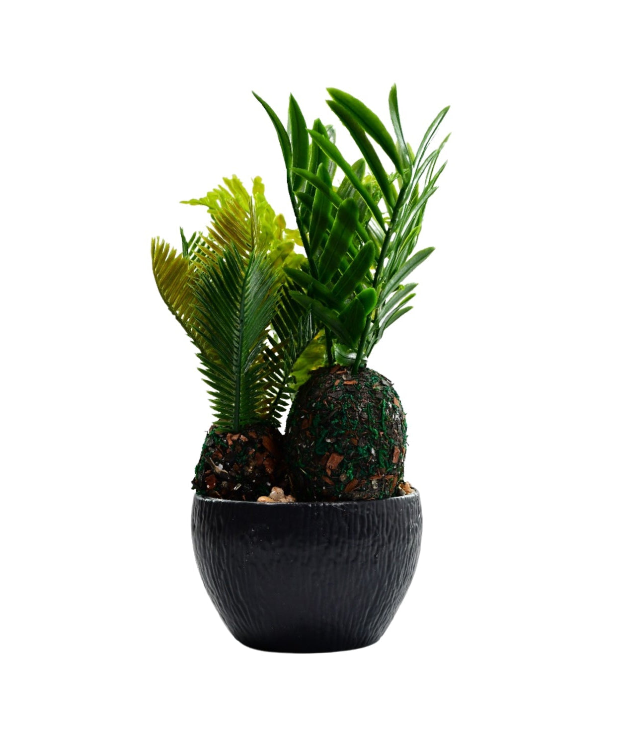 Artificial plant in a modern pot with green leaves