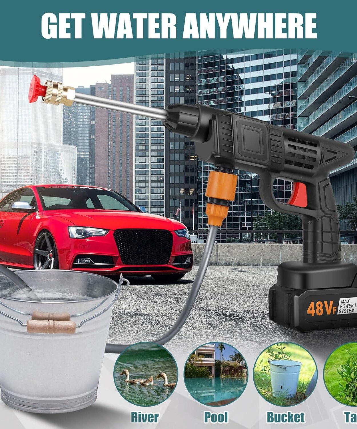 48V Double Battery Car & Washer Gun With 12.6v Charger