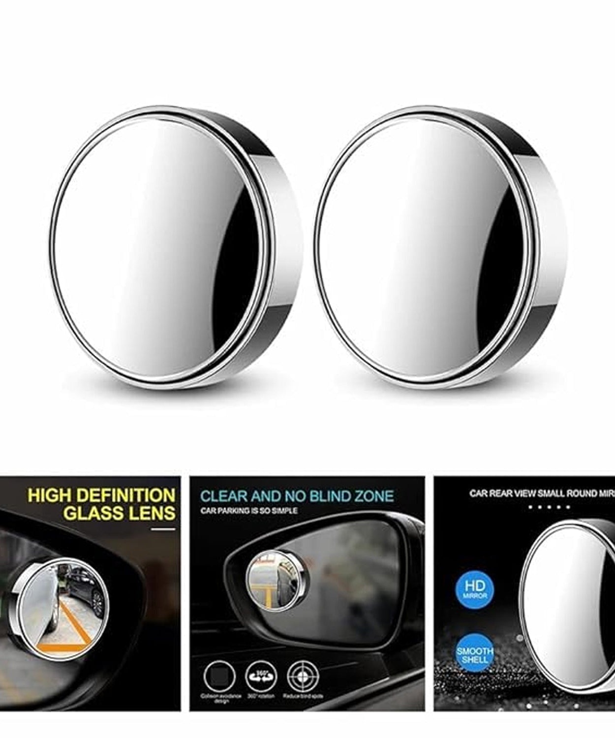 360° Adjustable Blind Spot Mirror for Car Side Rearview (2 Pc)