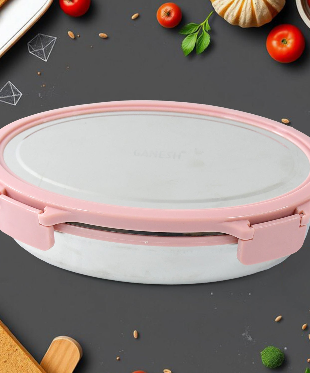 Ganesh Classy 2-Piece Stainless Steel Lunch Box Set