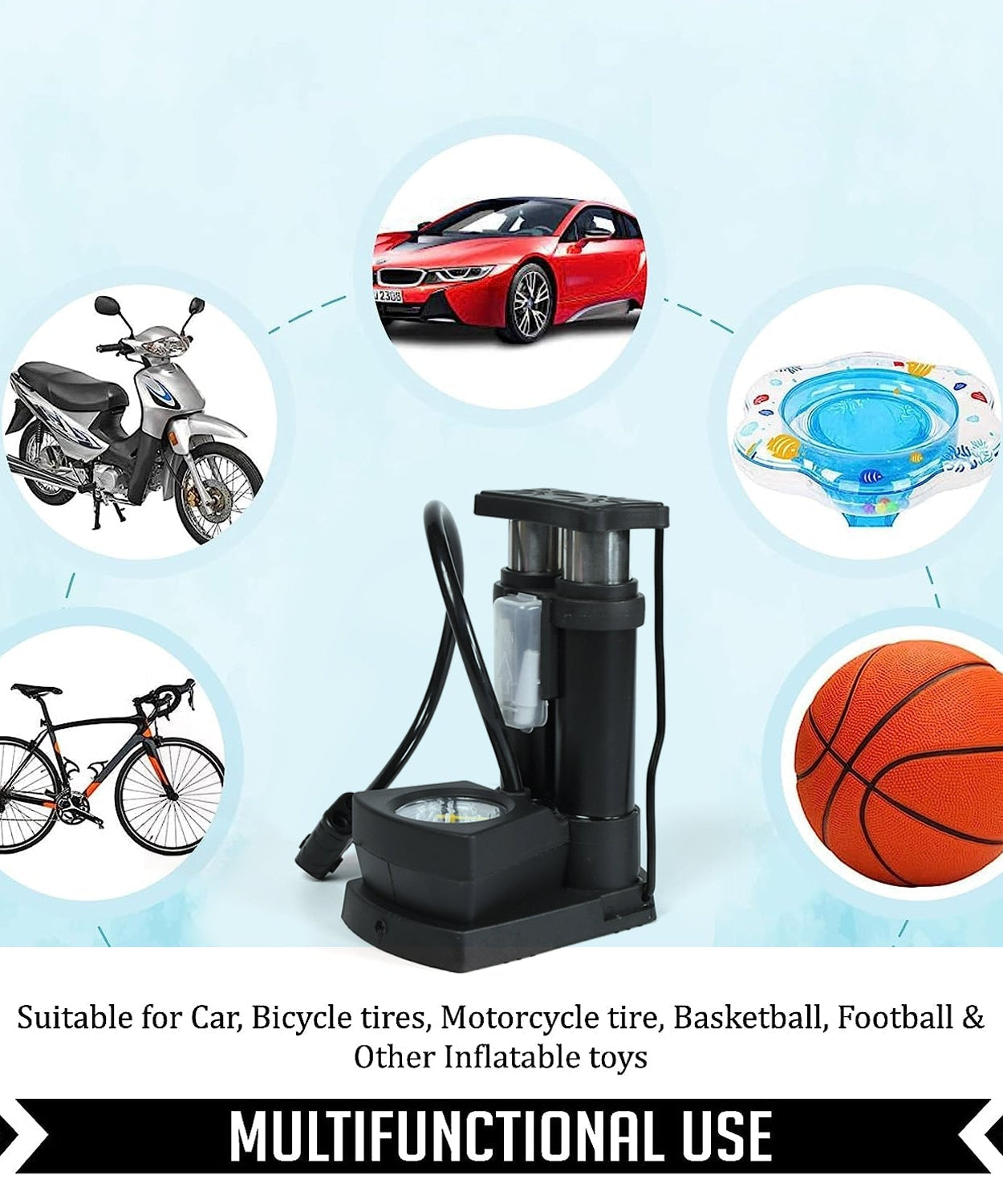 Foot pedal bike pump