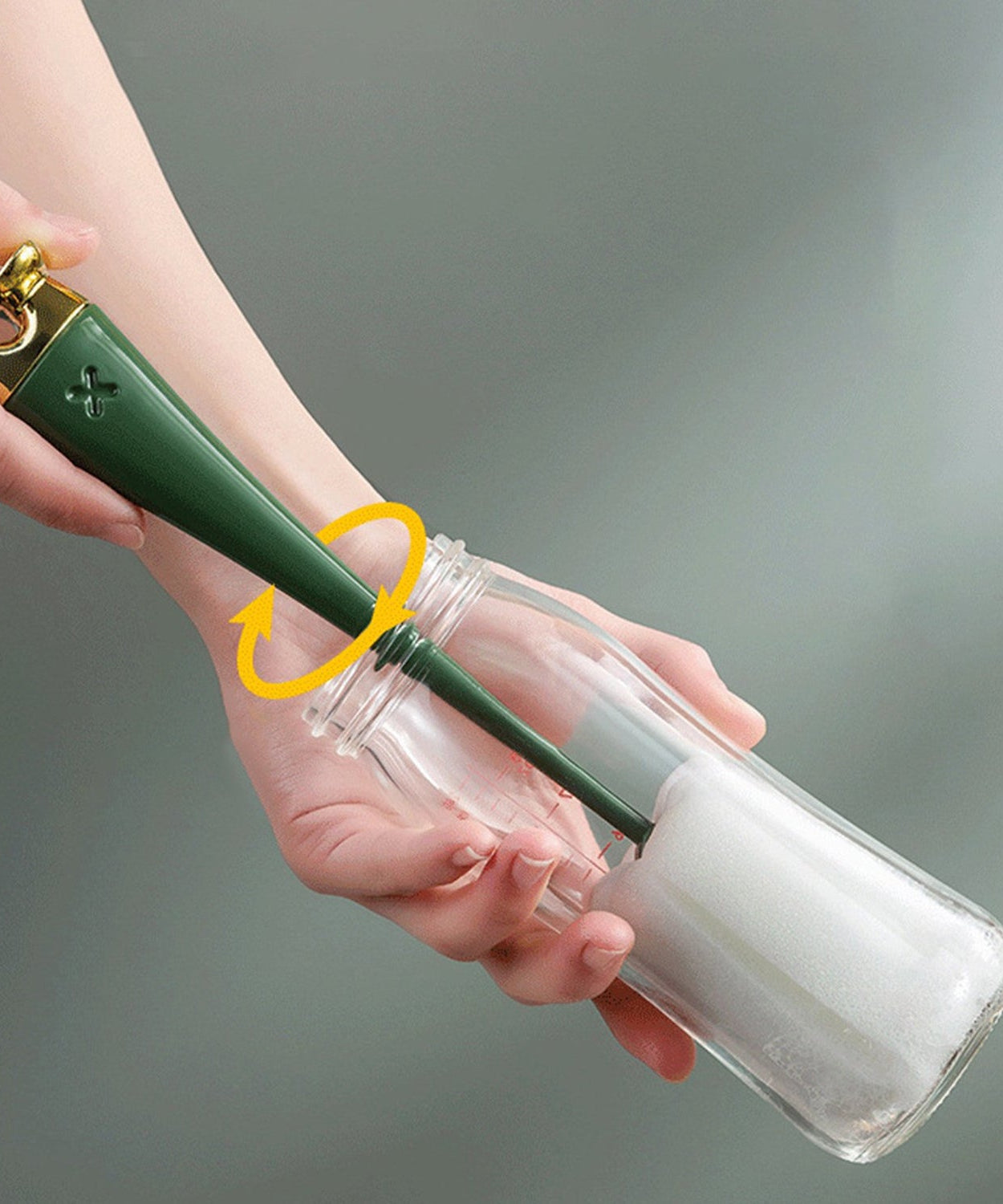 Multifunctional Silicone Bottle Cleaning Foam Brush with Plastic Long Handle (1 Pc)