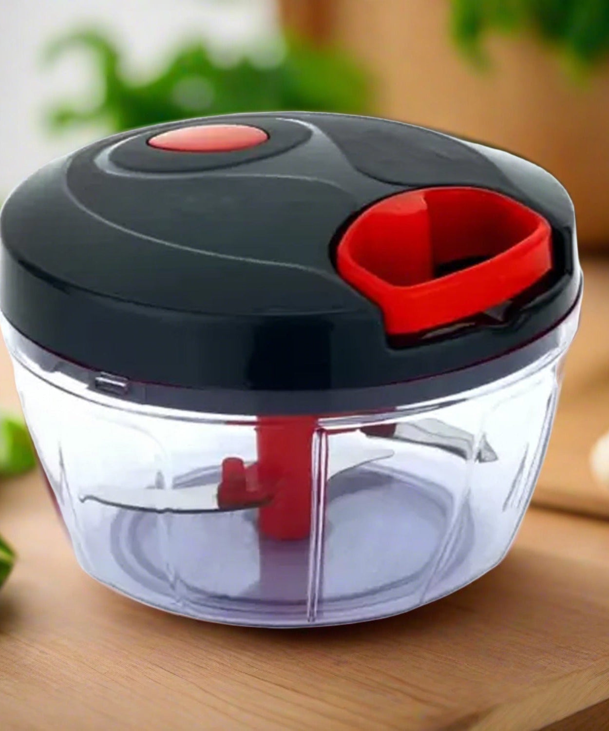 Compact manual food chopper for vegetables and fruits
