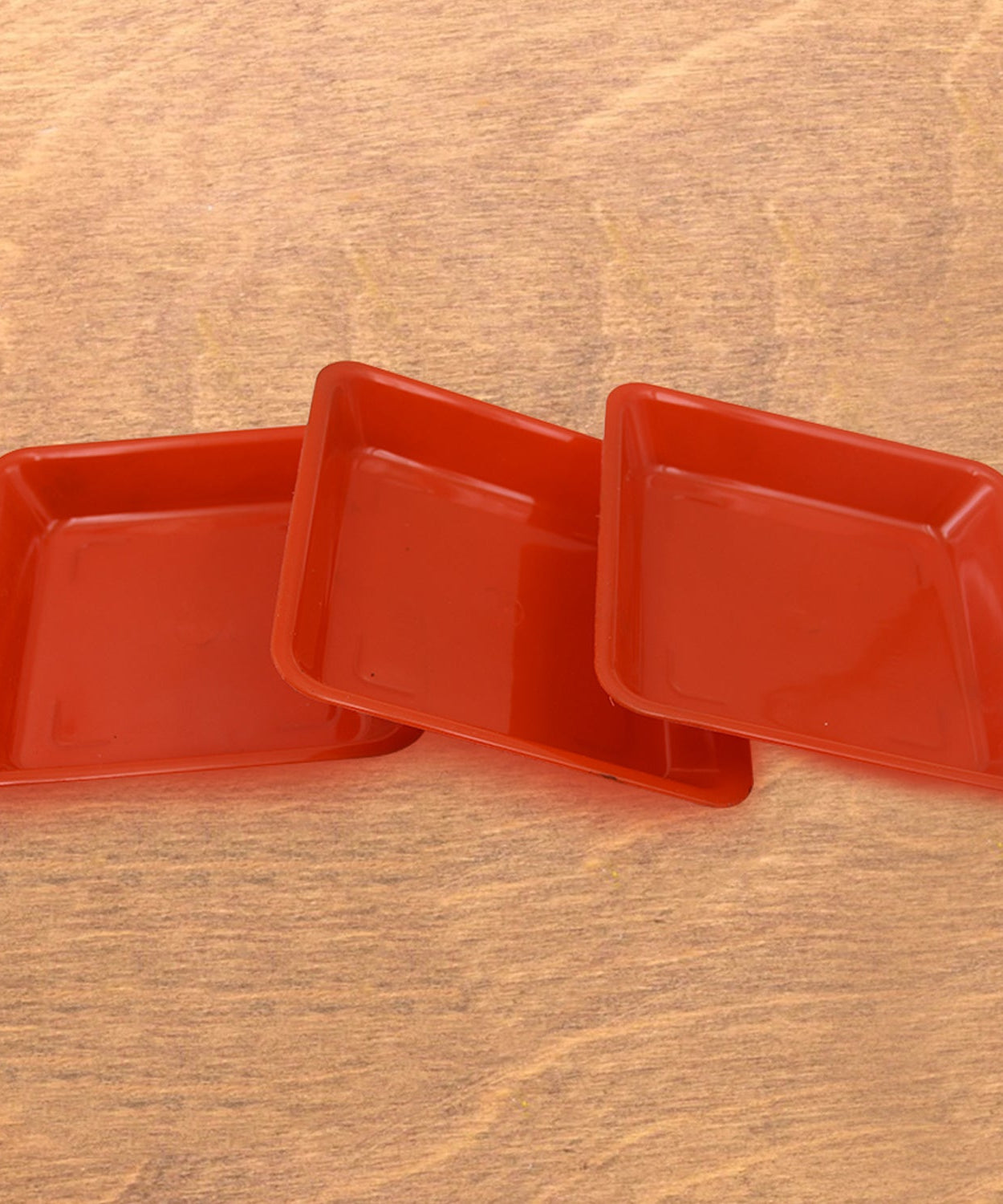 Square Plastic Halwa Dinner Plate Snacks / Breakfast, Restaurant Serving Trays Home School Coffee Hotel Kitchen Office (3 Pcs Set)