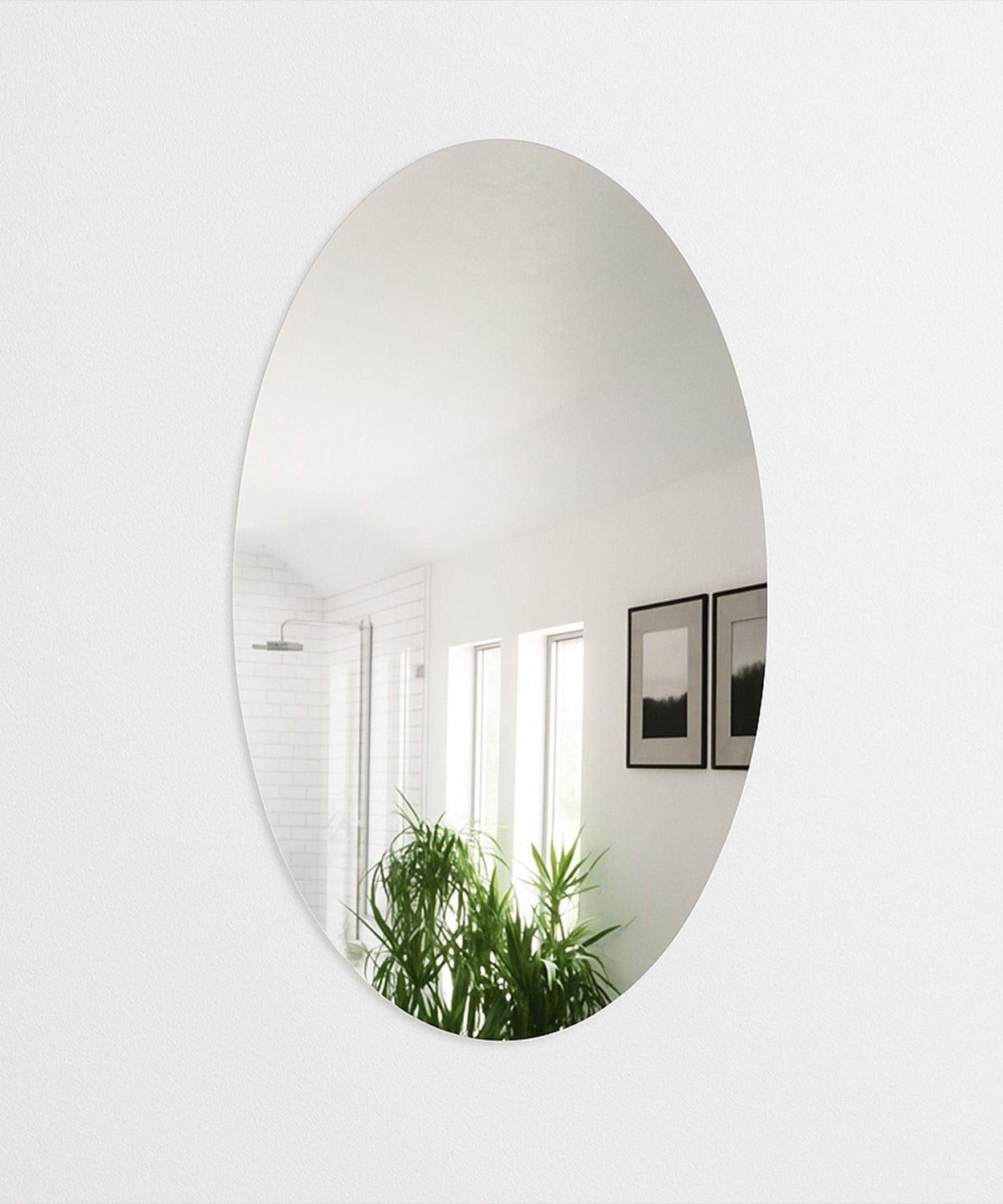 Elegant Oval Frameless Wall Mirror for Home & Office Decor (6 Pc)