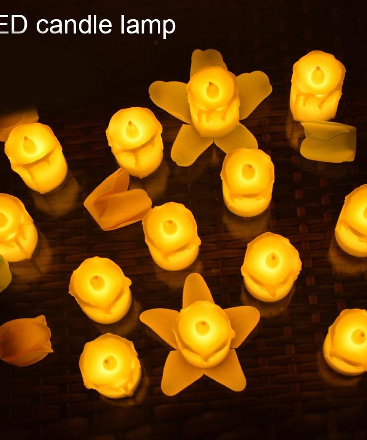 Multicolor flameless candles for decor.