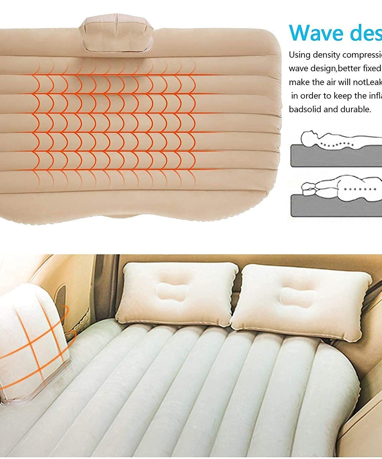 Portable Car Backseat Inflatable Air Mattress Bed (1 Pc)