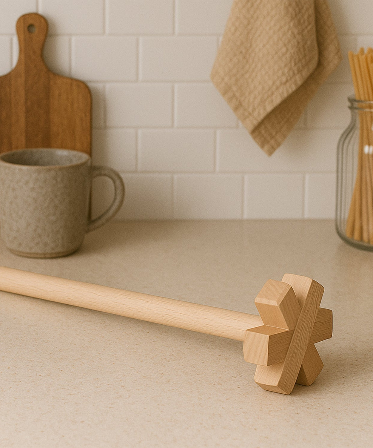Wooden blender for all kitchen purposes.