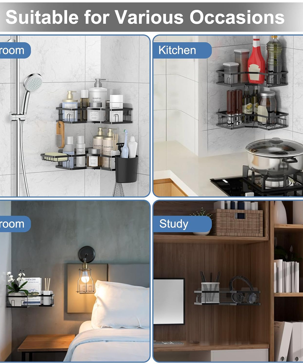 Iron Coating Self-Adhesive Corner Shelf Organizer (2 Pc)