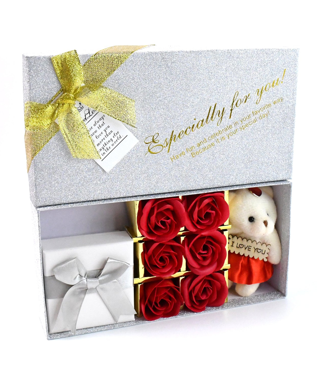 Valentine Day Gift Set Scented Rose Flowers Pack with Teddy