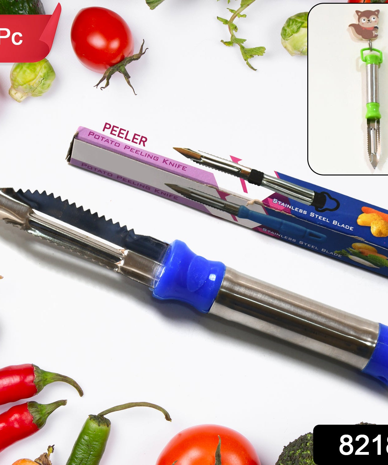 Stainless Steel 2-in-1 Vegetable Peeler - Multifunctional Grater with Hanging Ring (1 pc)