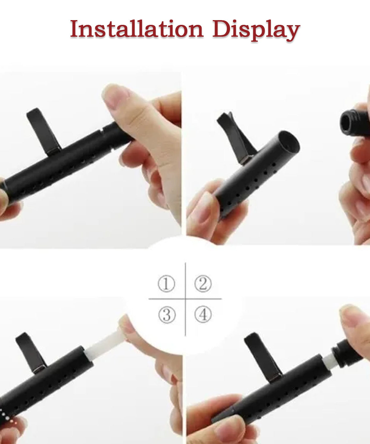 Car AC vent air freshener with sweet fragrance, long-lasting and effective.