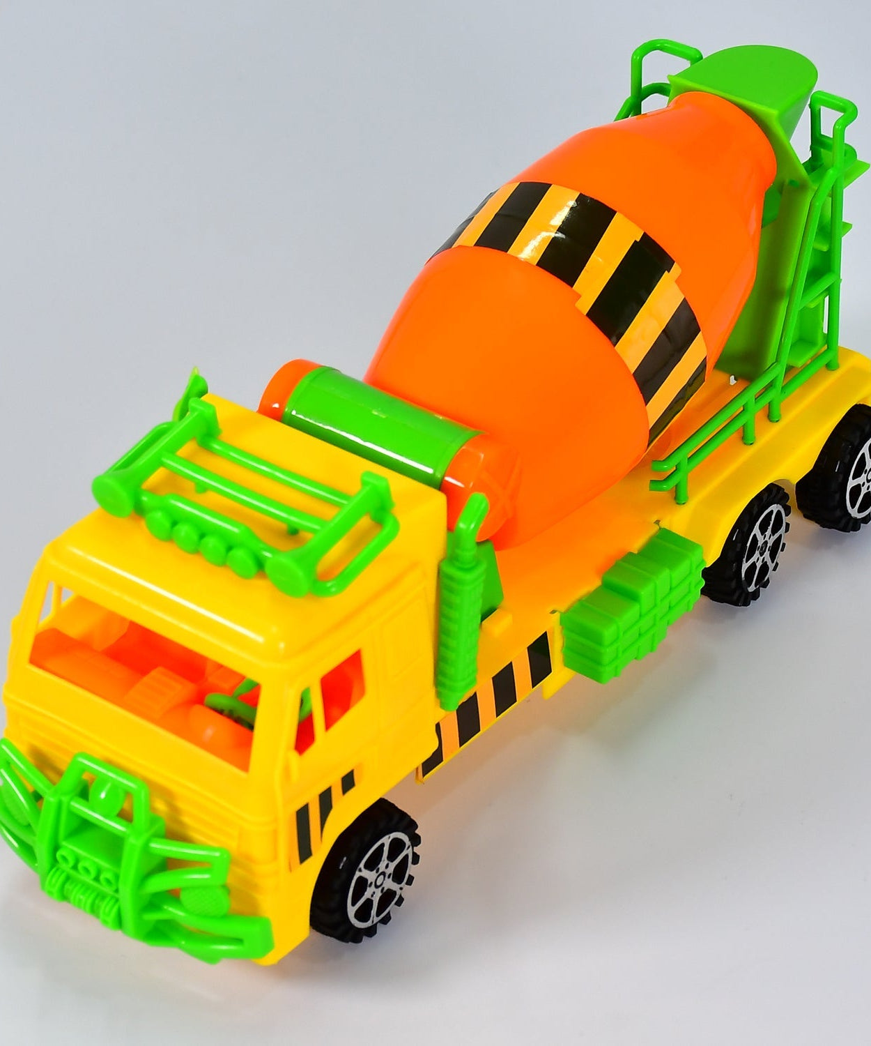 Kids truck toy with cement mixer feature