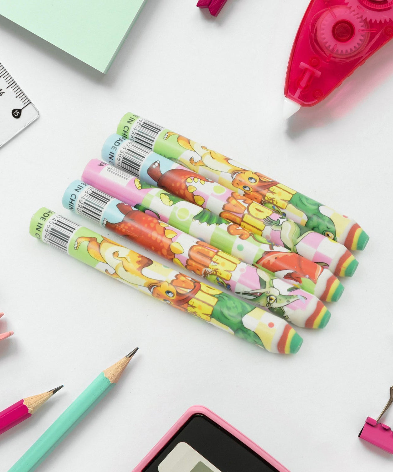 Fancy Erasers for Kids in Different Shapes – Rainbow Erasers, Stationery Gift for Kids Pencil Shaped Eraser for Children School Kids/Birthday Return Gift for Children (48 Pcs Set)