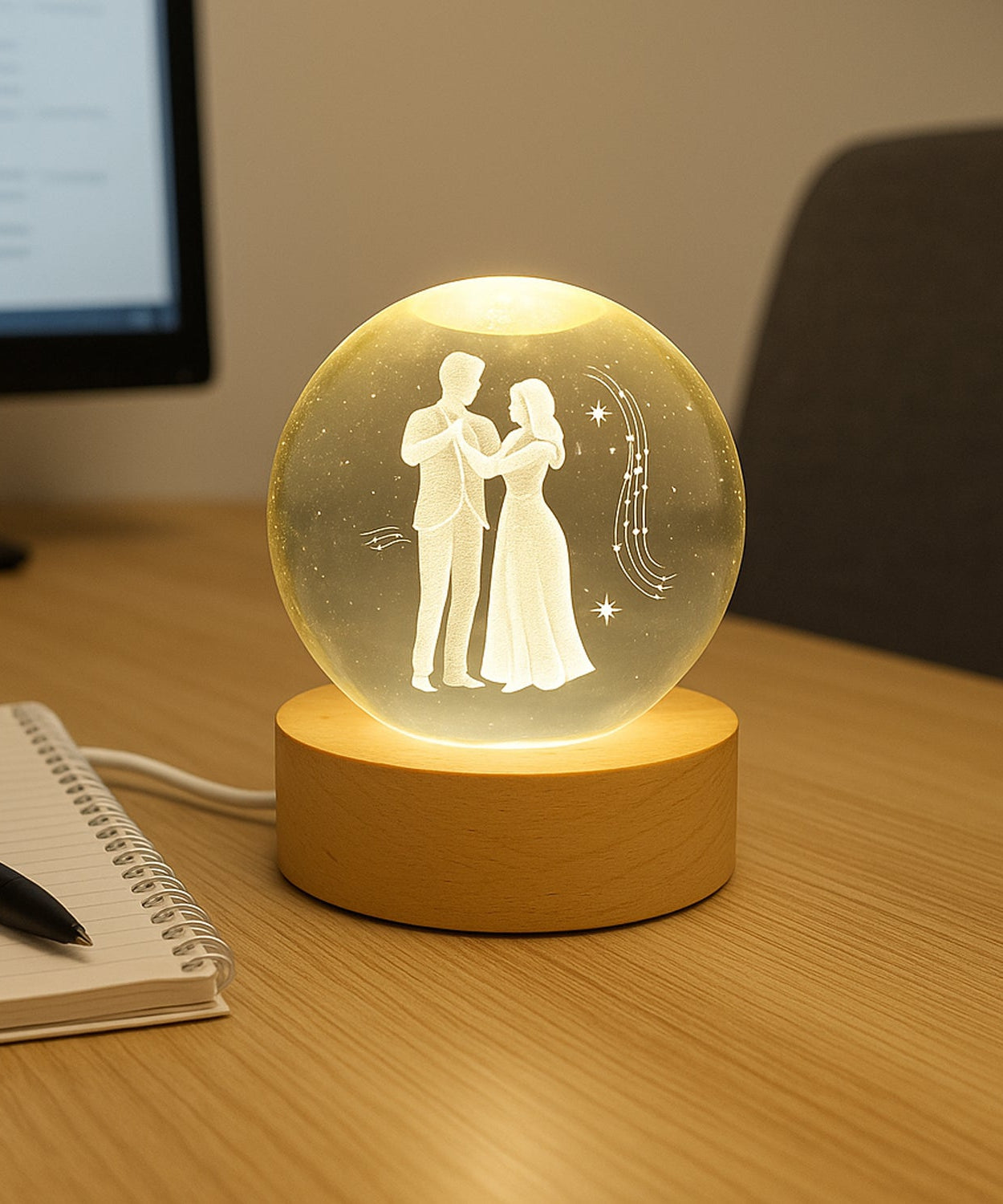 3D Crystal Ball lamps With Base (1 Pc)