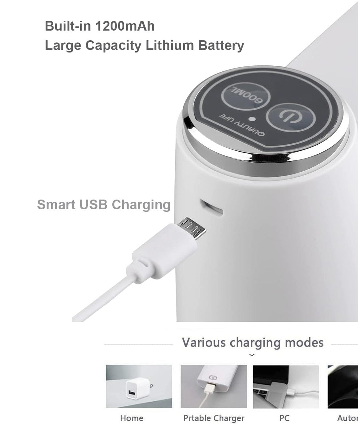 USB Electric Water Dispenser Pump, Portable Bottle Pump for Home & Travel Use