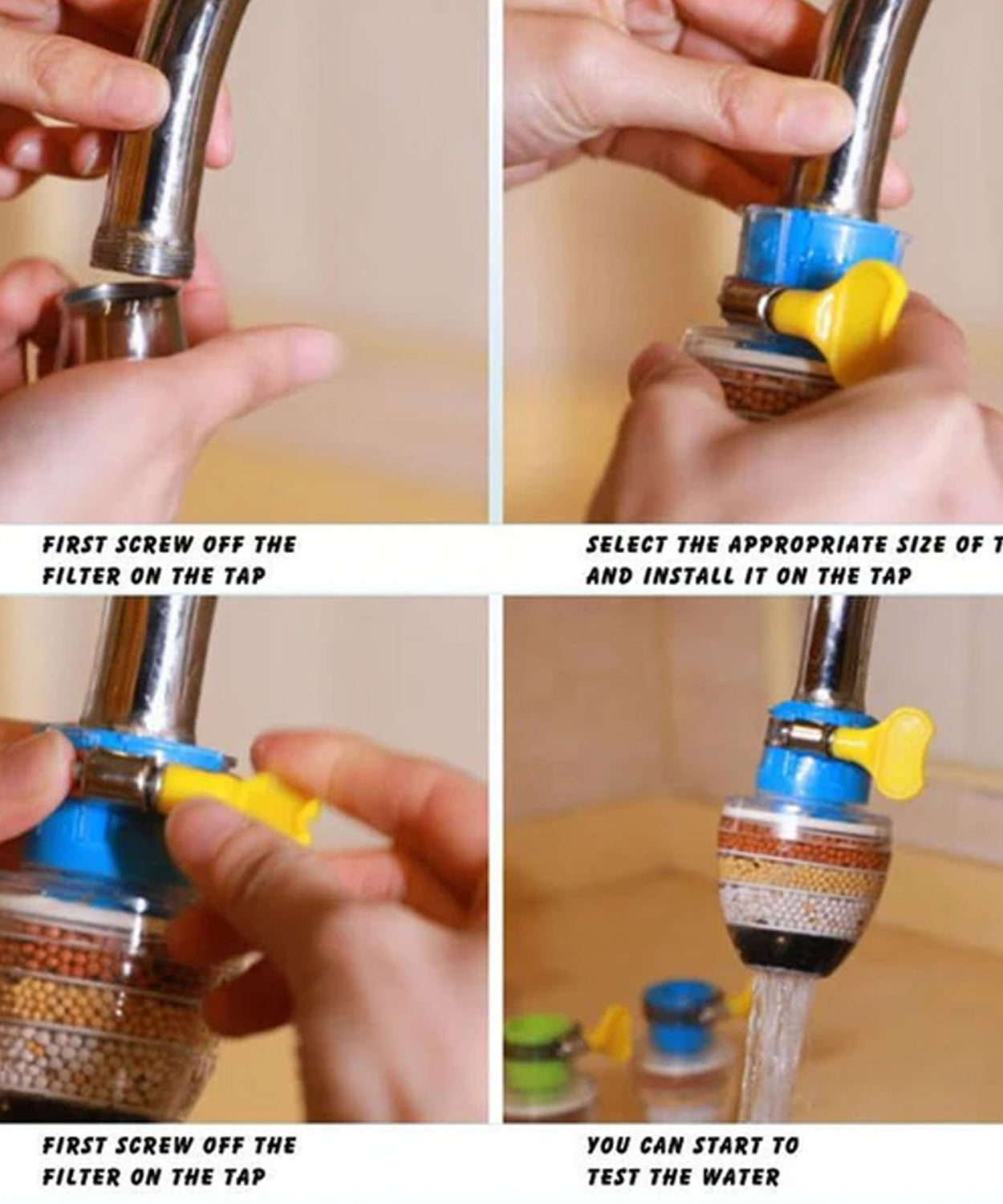 Water Faucet, Clean Purifier Filter Cartridge Water Tap, Upgrade Universal Interface Faucet Filter (Six Layer Purifier)