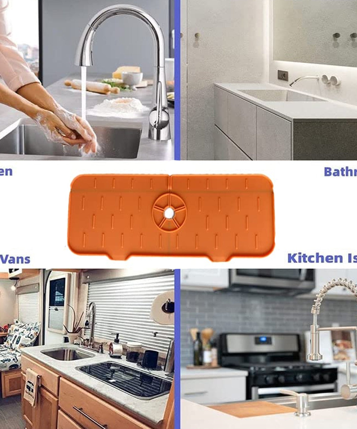 Silicone Faucet Splash Guard Pad for Kitchen & Bathroom Sink (1 Pc / Mix Design & Size)