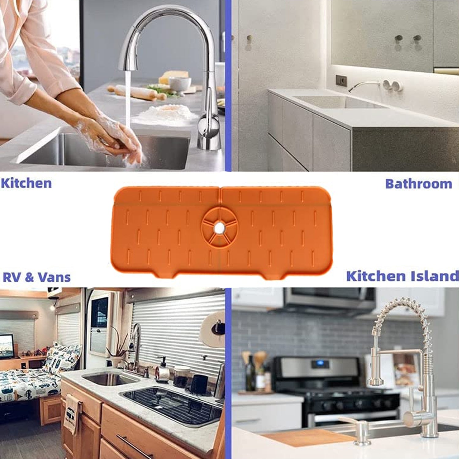 Silicone Faucet Splash Guard Pad for Kitchen & Bathroom Sink (1 Pc / Mix Design & Size)