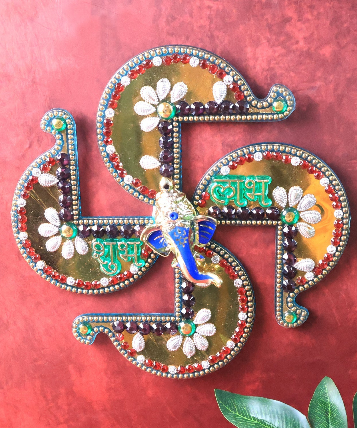 Golden Shubh Labh Swastik Wall Hanging