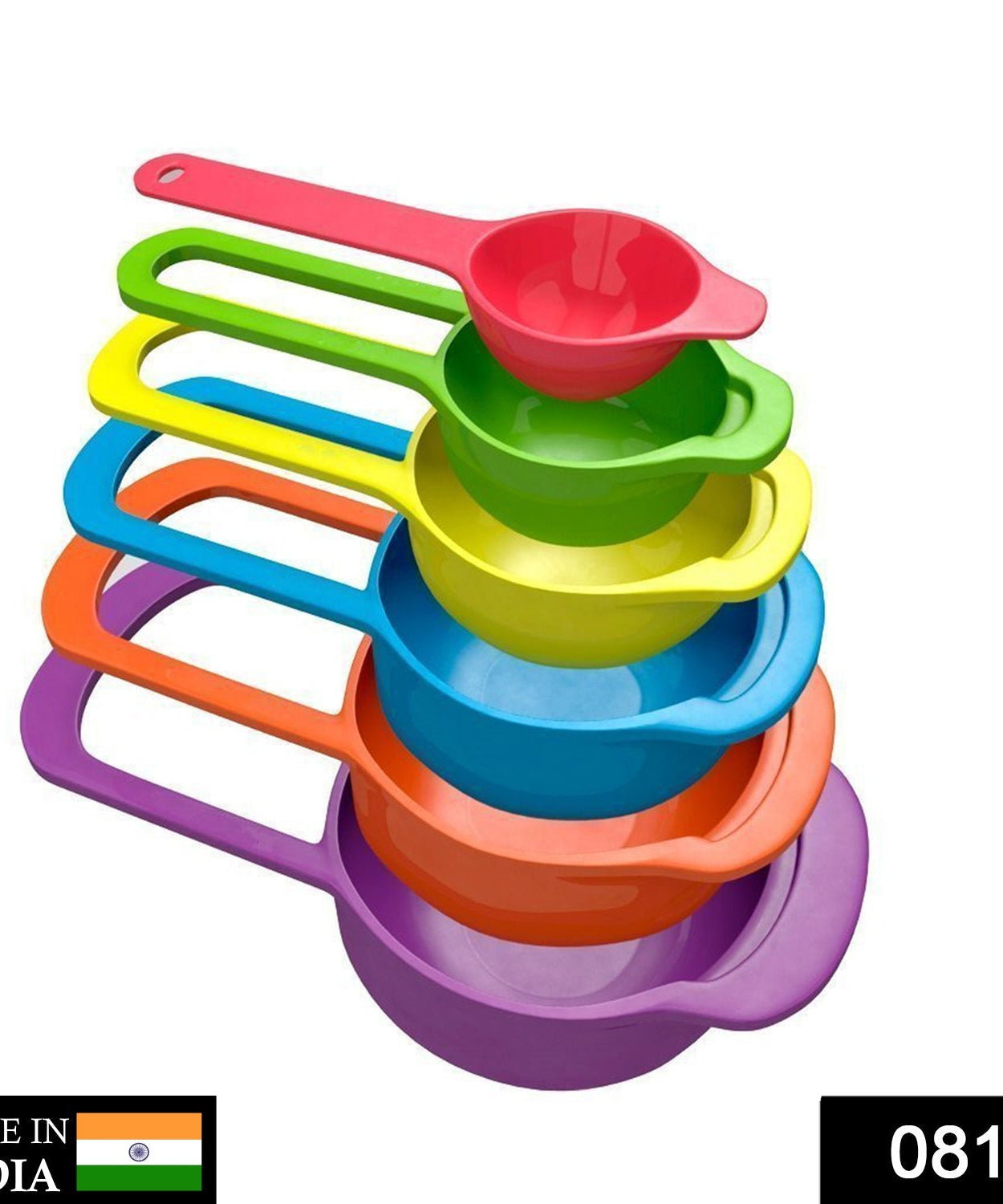 Plastic measuring spoons arranged in a set